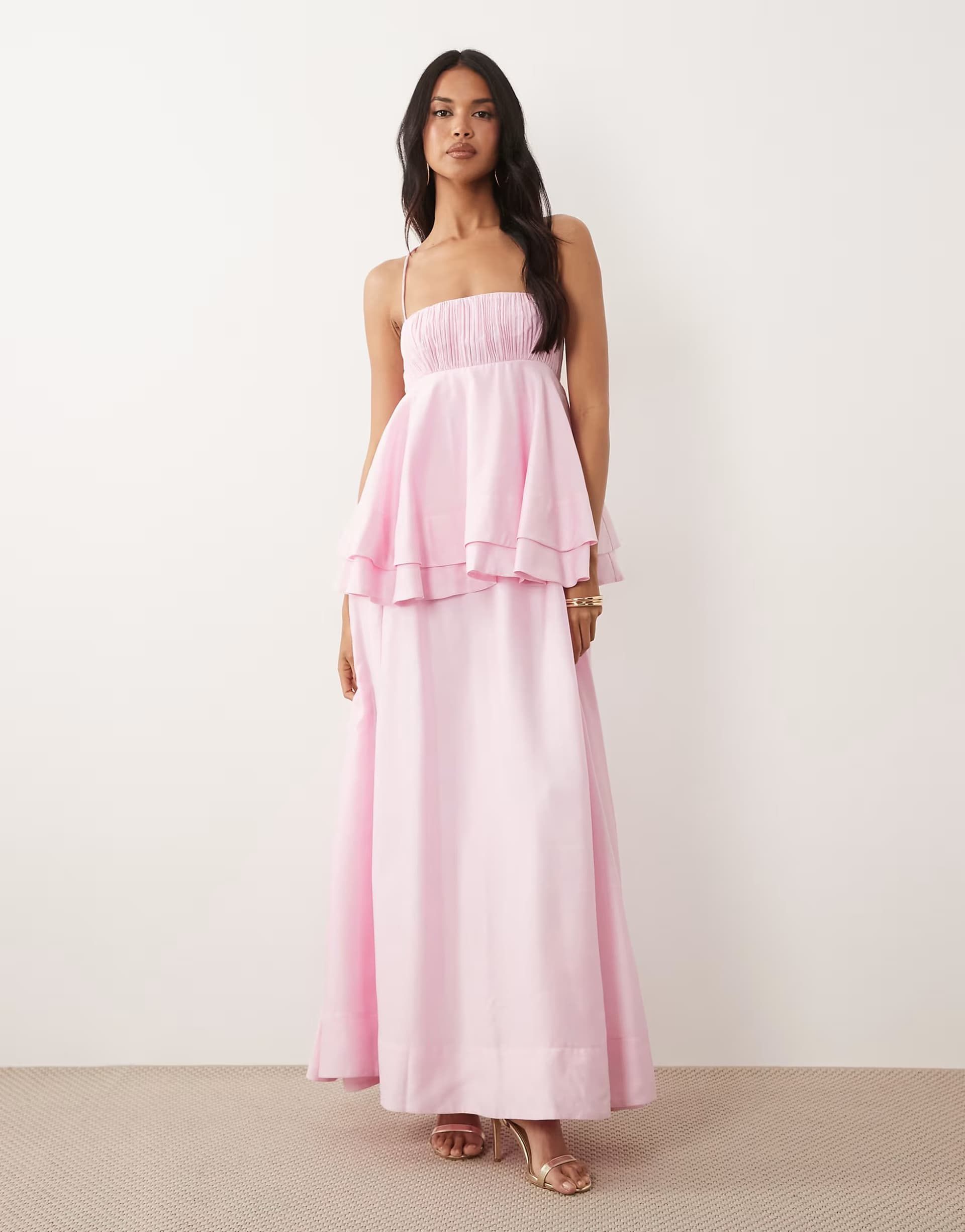 ASOS ASOS DESIGN double layer maxi dress in pink