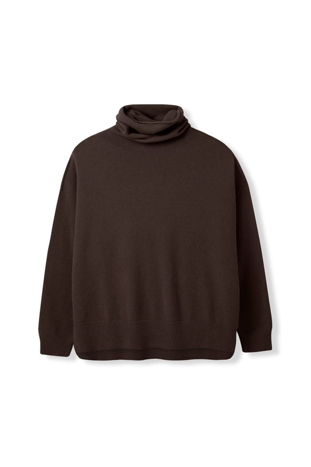 Celtic & Co Celtic & Co Women's Slouchy Roll Neck Jumper in Dark Brown - 2
