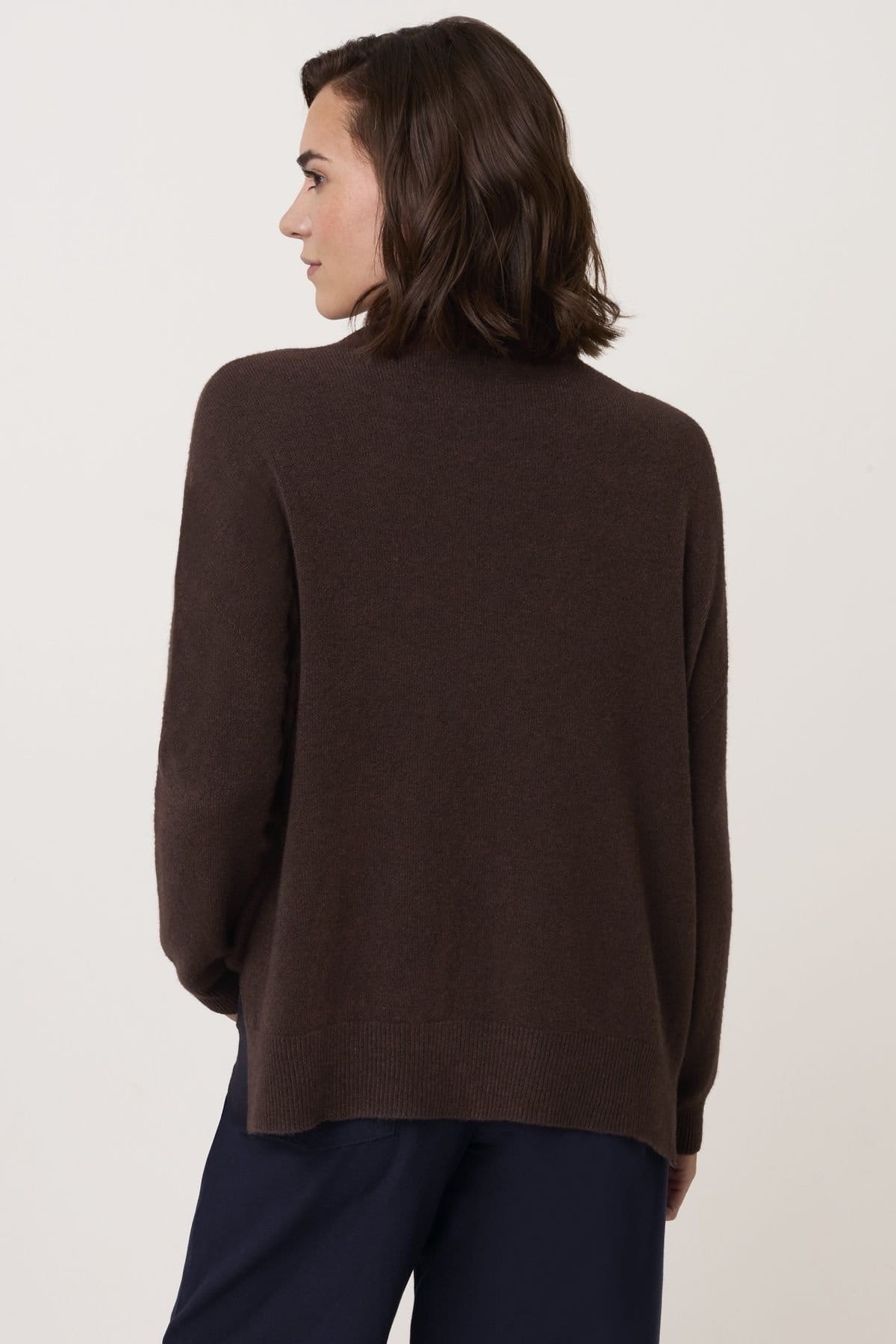 Celtic & Co Celtic & Co Women's Slouchy Roll Neck Jumper in Dark Brown - 4