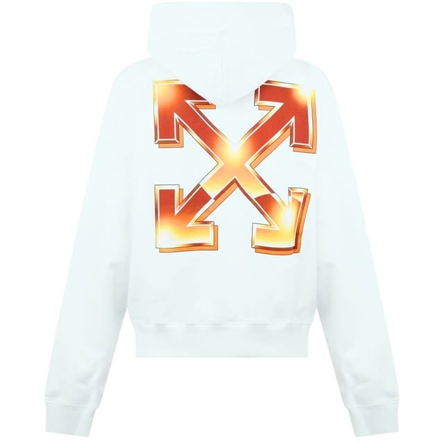 Off-White Off-White Men's Orange Metal Arrow Logo Skate White Hoodie - 2
