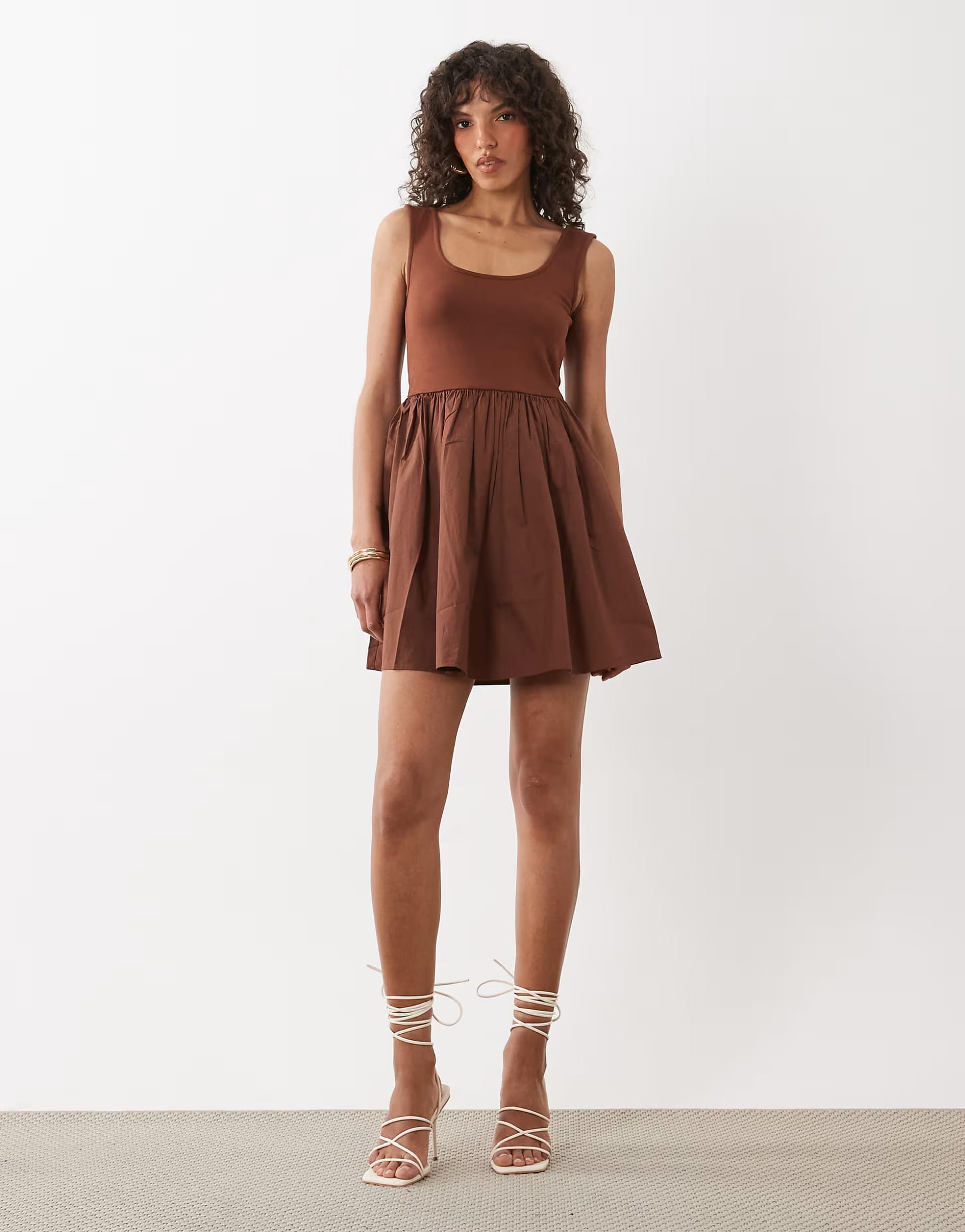 ASOS Brown Ruched Mini Dress