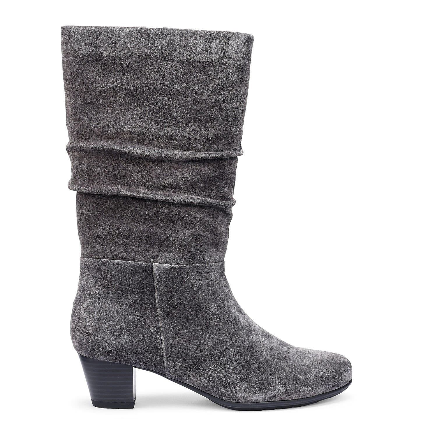 Hotter Hotter Women's Wide Fit 'Sloane' Calf Length Suede Boots in Grey
