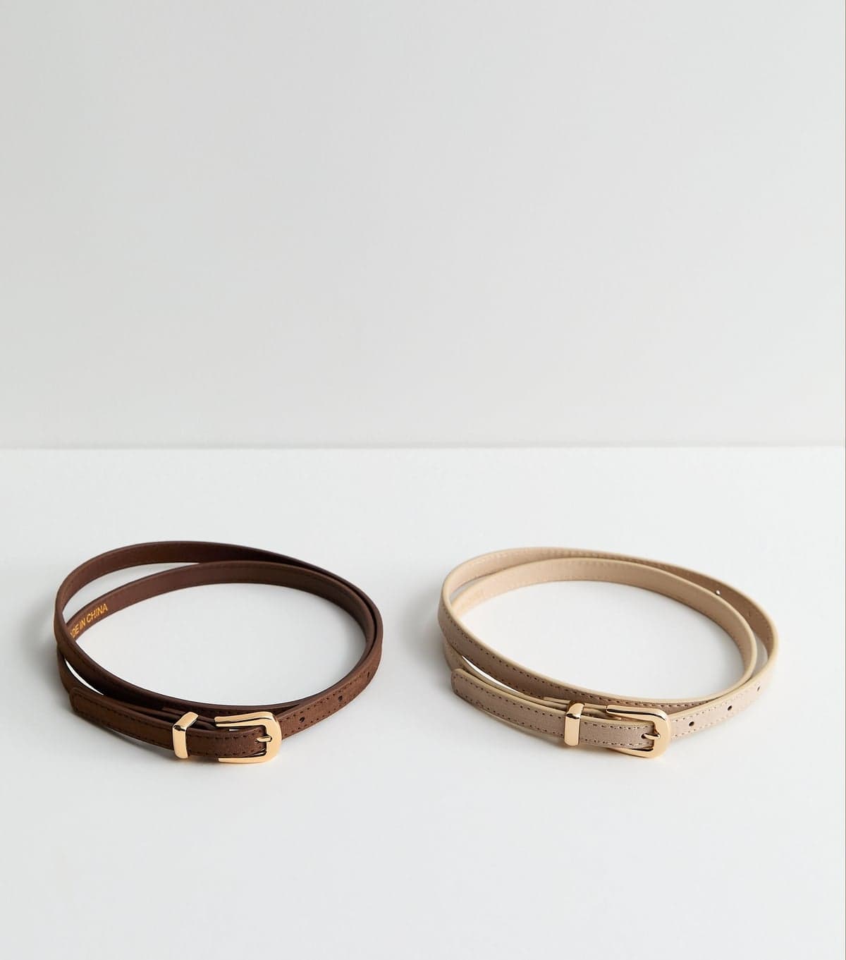 New Look New Look Pack Of 2 Brown and Neutral Faux Suede Belts