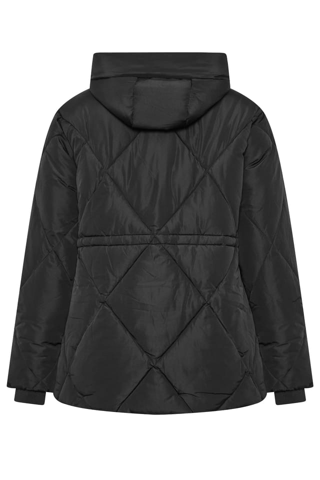 Yours Yours Women's Diamond Quilted Puffer Coat in Black - 3