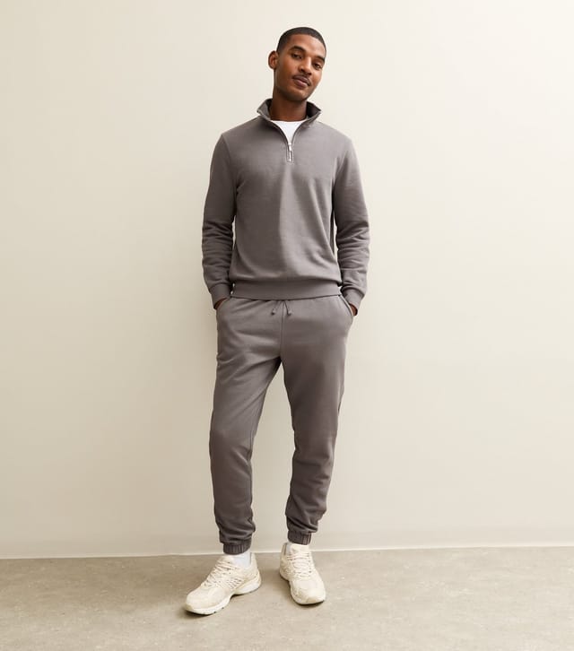 New Look Men's Grey Regular Quarter Zip Sweatshirt New Look - 3