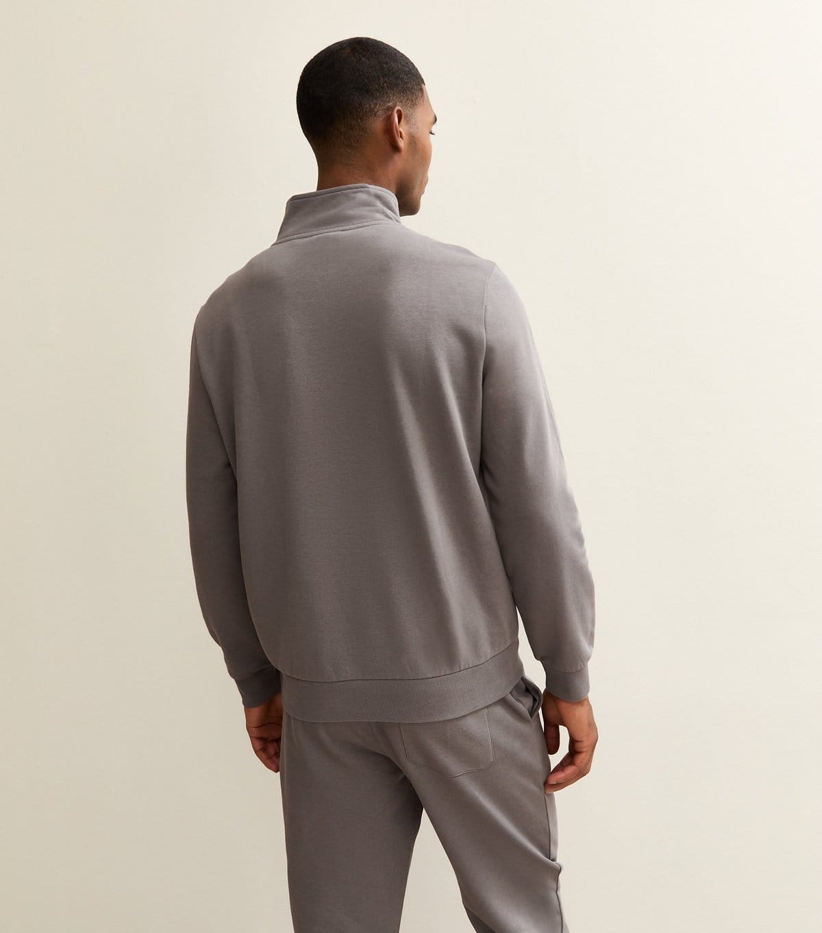New Look Men's Grey Regular Quarter Zip Sweatshirt New Look - 4