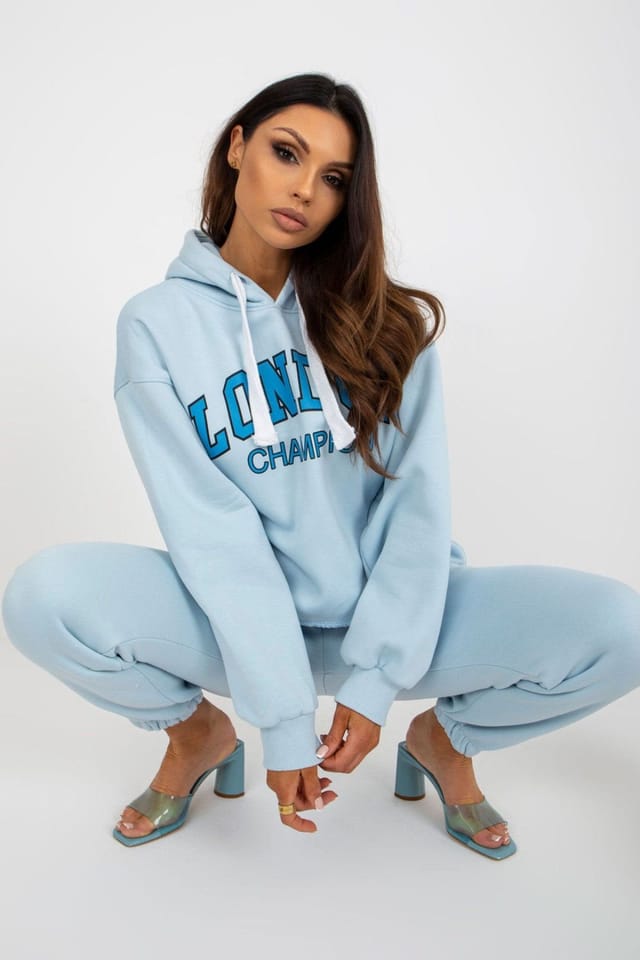 Love Lace Love Lace Women's Cotton Hoodie & Jogger Tracksuit Set Style 206674 in Blue - 2