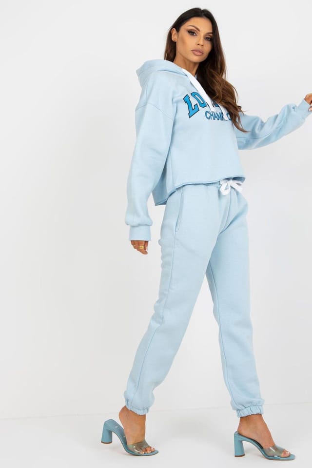 Love Lace Love Lace Women's Cotton Hoodie & Jogger Tracksuit Set Style 206674 in Blue - 3