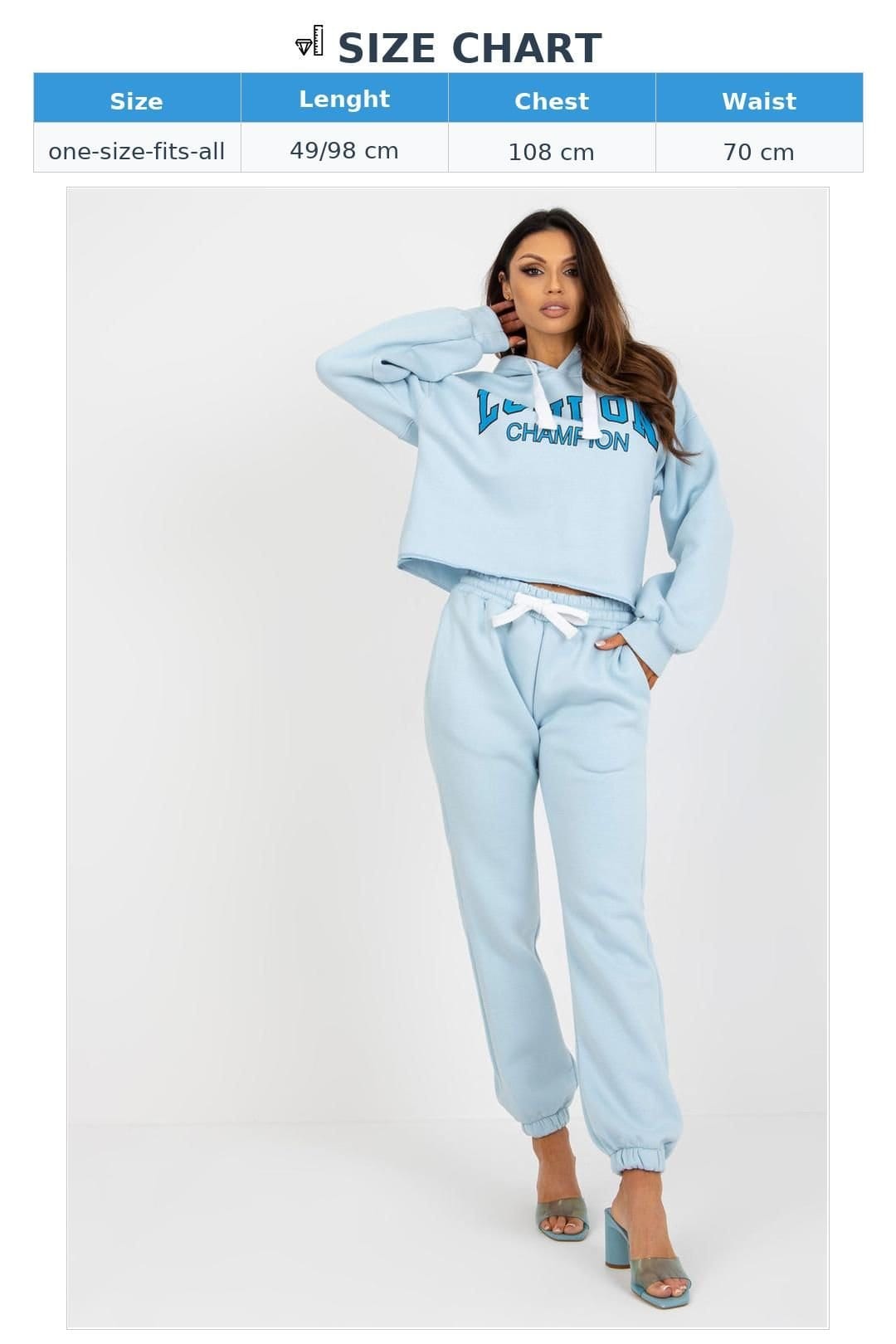 Love Lace Love Lace Women's Cotton Hoodie & Jogger Tracksuit Set Style 206674 in Blue - 4