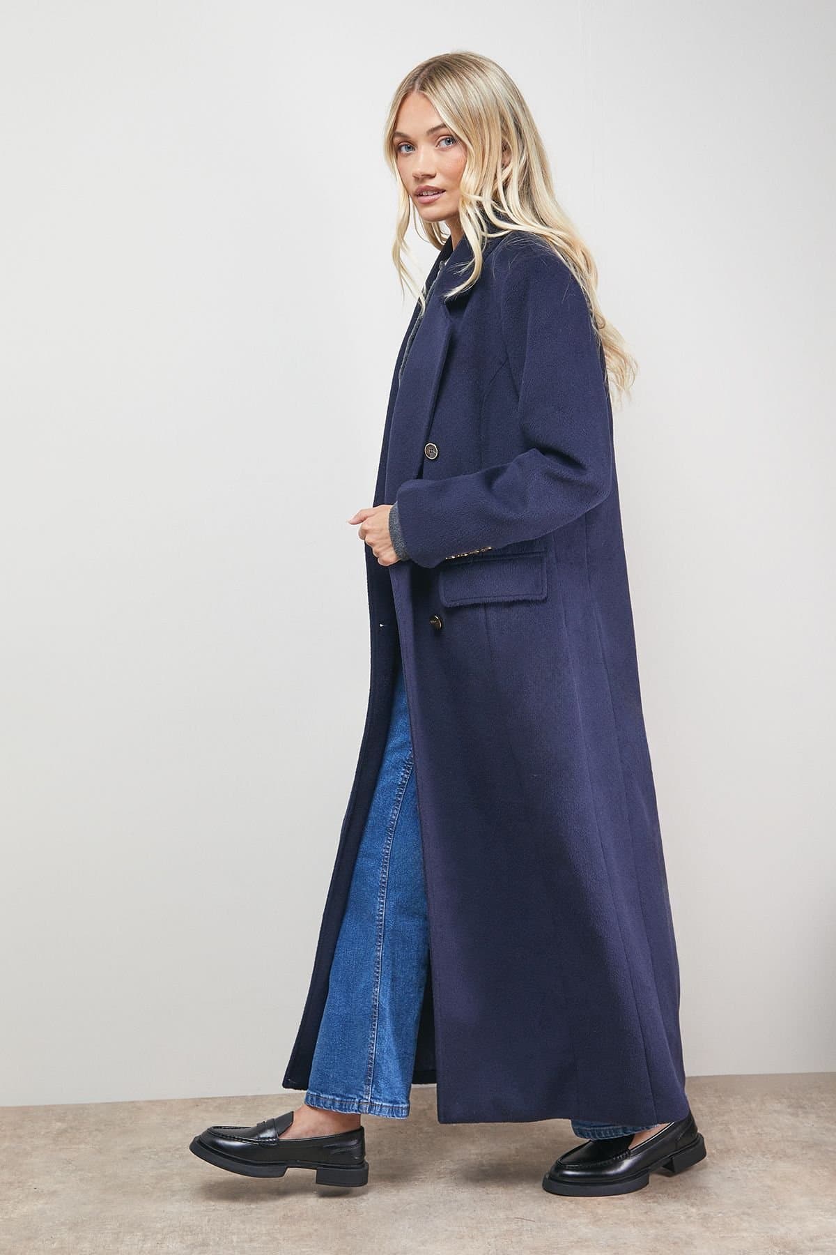 Oasis Oasis Women's Maxi Tailored Coat in Navy