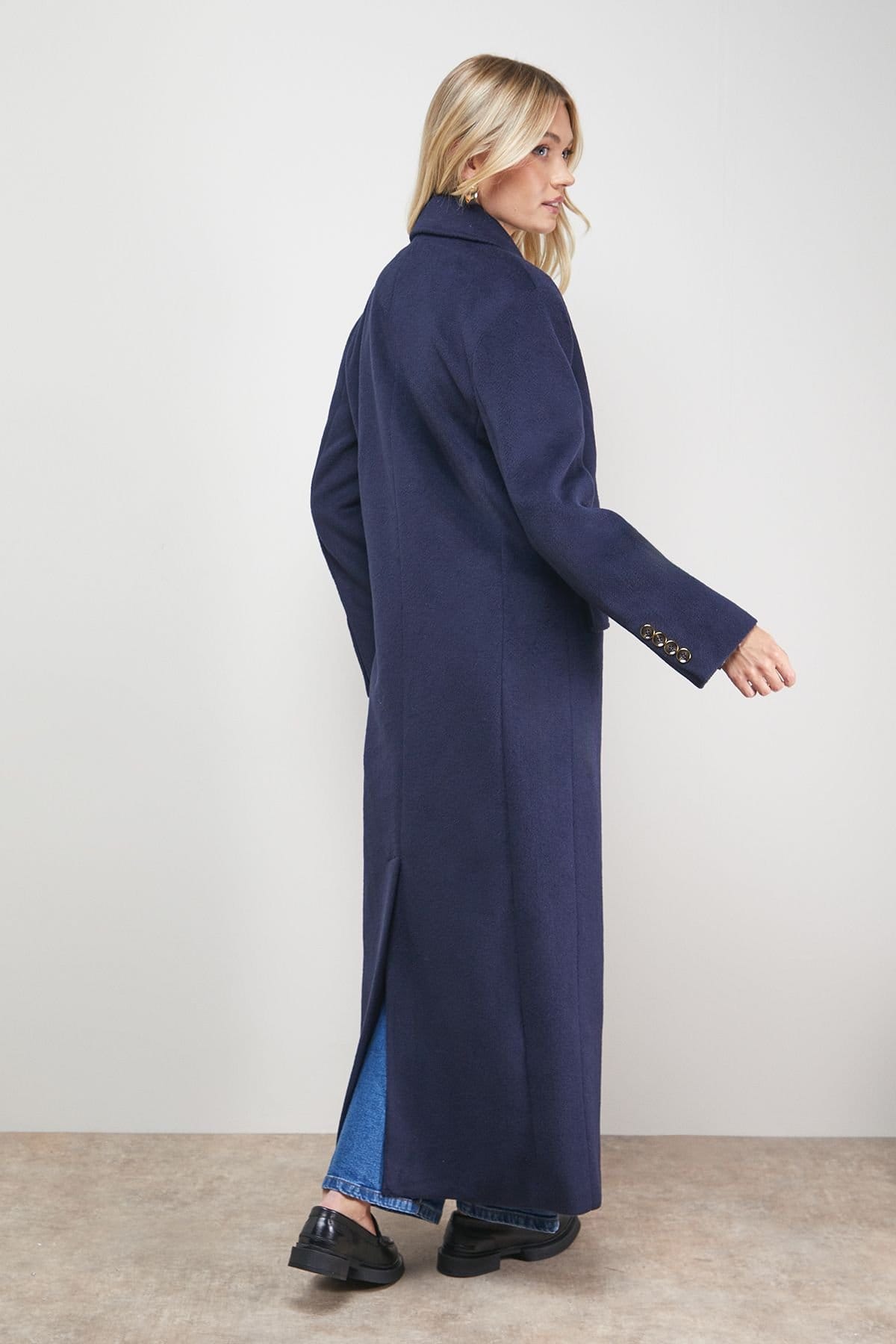 Oasis Oasis Women's Maxi Tailored Coat in Navy - 4