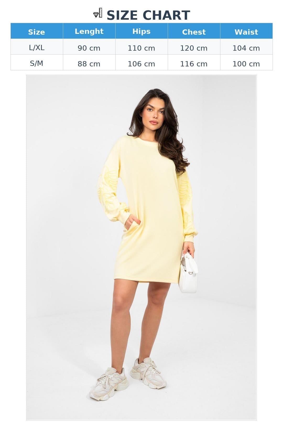Love Lace Love Lace Women's Soft Viscose Mini Dress with Puffy Sleeves in Yellow - 4