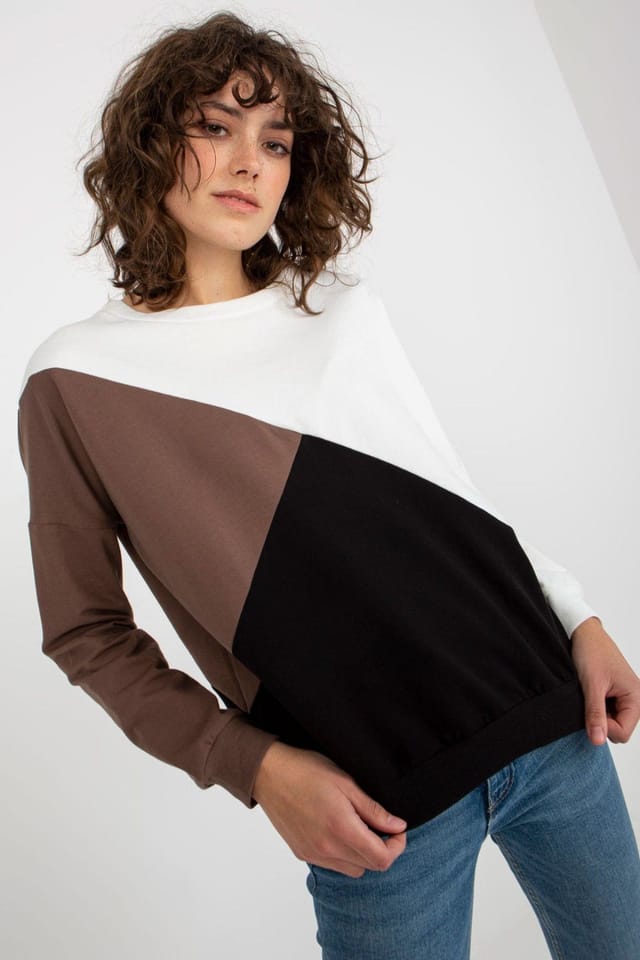 Love Lace Love Lace Women's Tricolor Long Sleeve Crew Sweatshirt in Black - 2