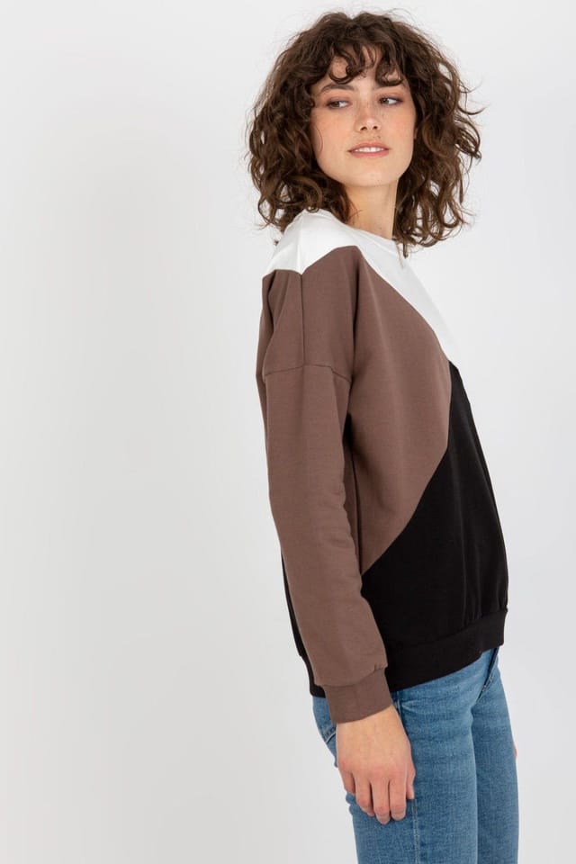 Love Lace Love Lace Women's Tricolor Long Sleeve Crew Sweatshirt in Black - 3