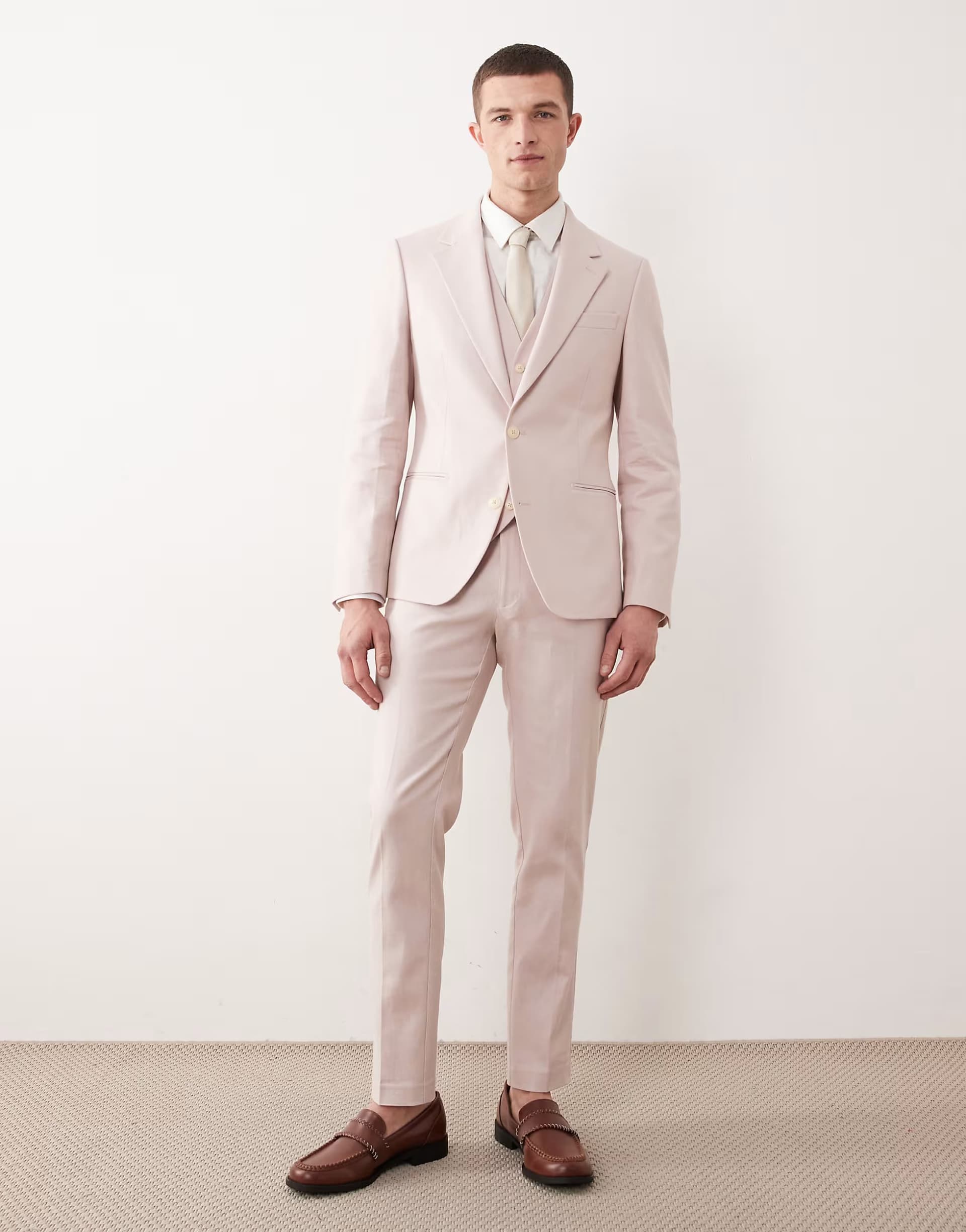 ASOS SKINNY LINEN RICH SUIT TRS