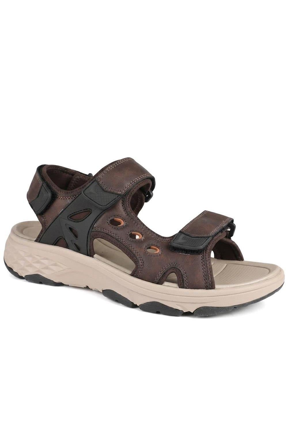 Pavers Pavers Men's Cushioning Adjustable Fasten Sandals in Dark Brown