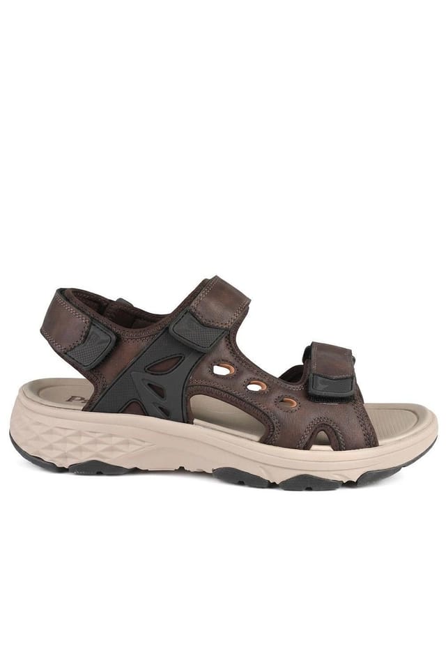 Pavers Pavers Men's Cushioning Adjustable Fasten Sandals in Dark Brown - 2