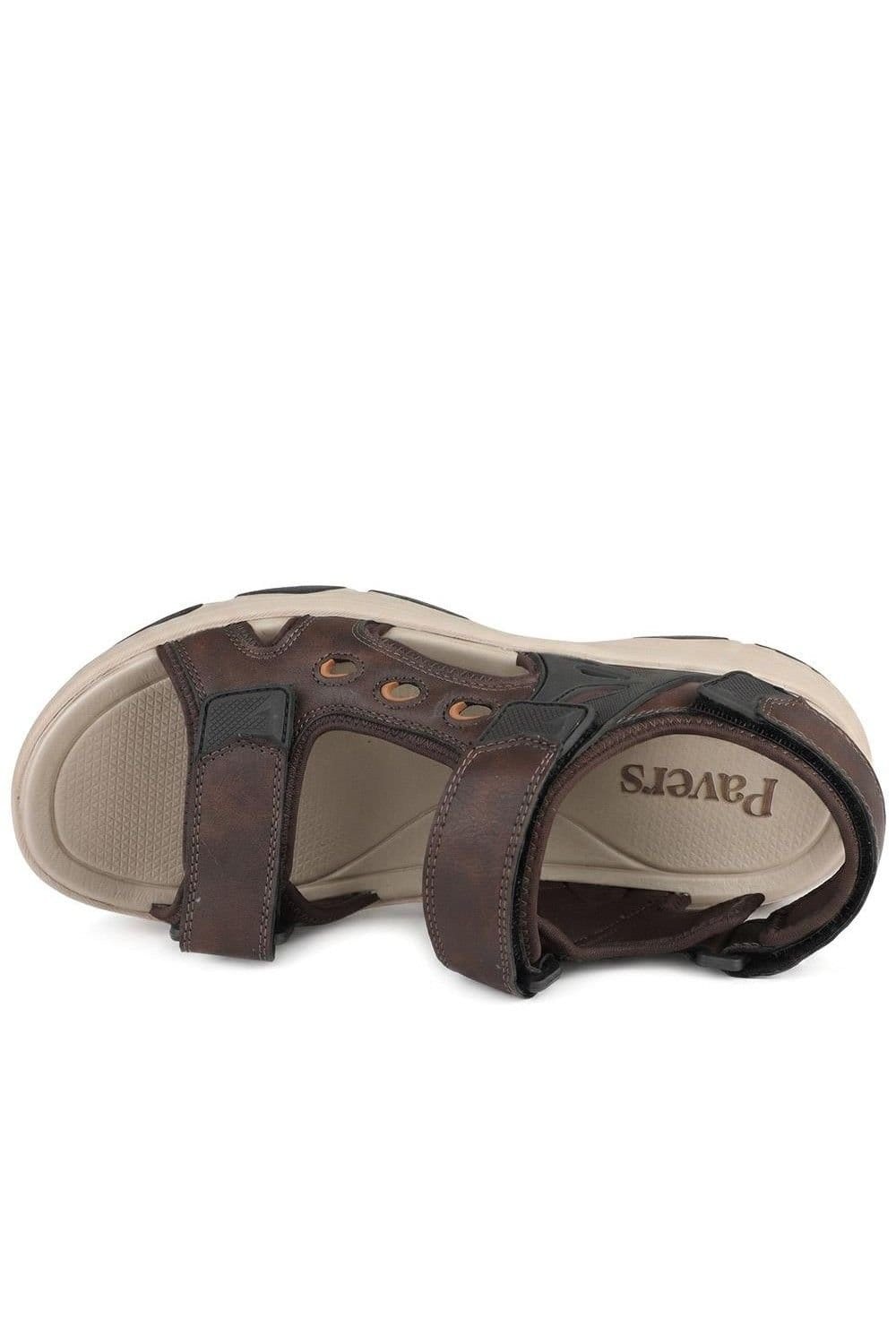 Pavers Pavers Men's Cushioning Adjustable Fasten Sandals in Dark Brown - 4