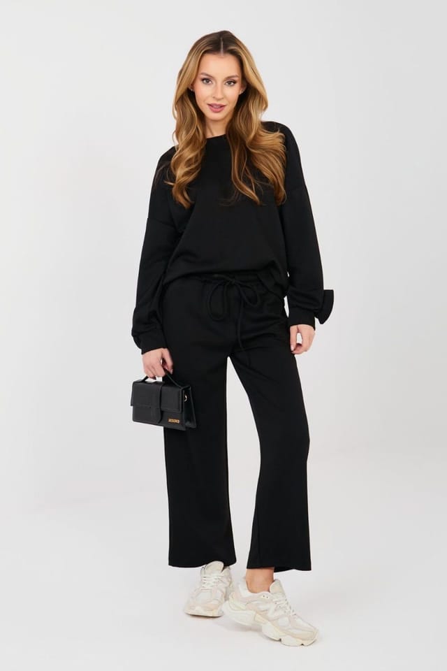 Love Lace Love Lace Women's Viscose Elastane Sweatshirt Pant Set in Black - 3