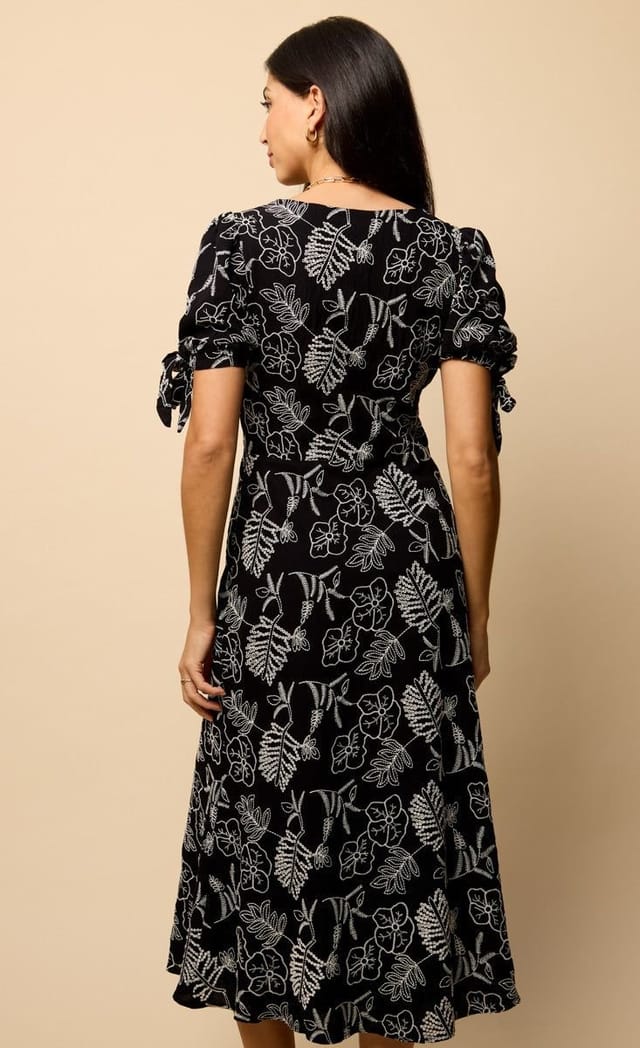 Little Mistress Little Mistress Women's Black Embroidered Midaxi Dress - 2