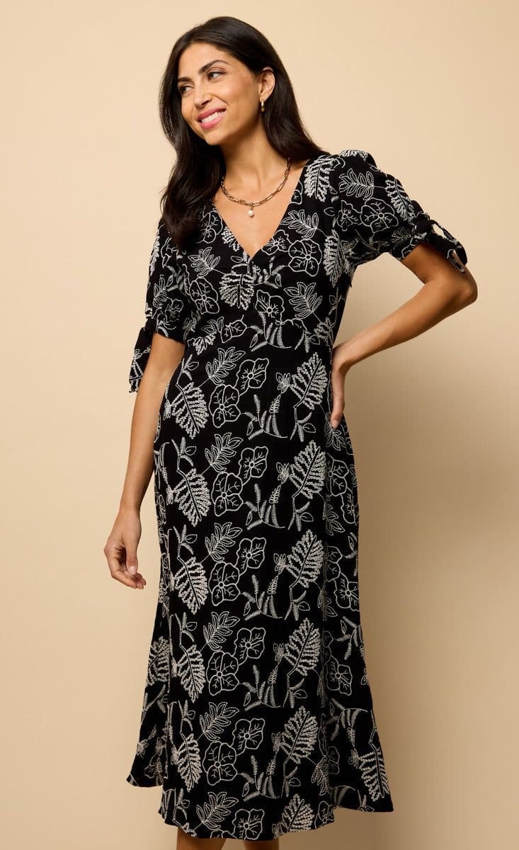 Little Mistress Little Mistress Women's Black Embroidered Midaxi Dress - 4