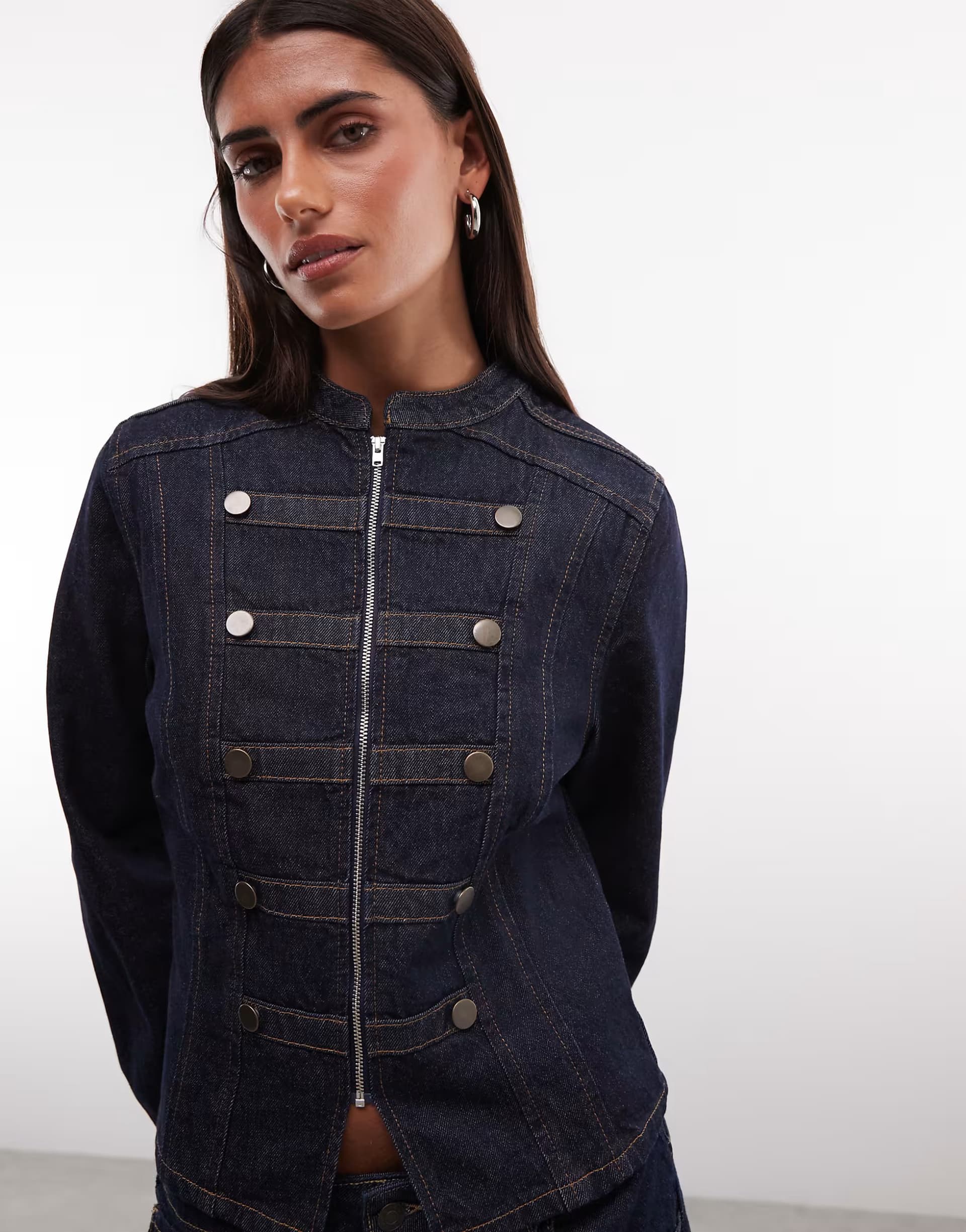 ASOS Reclaimed Vintage drummer boy jacket in indigo twill