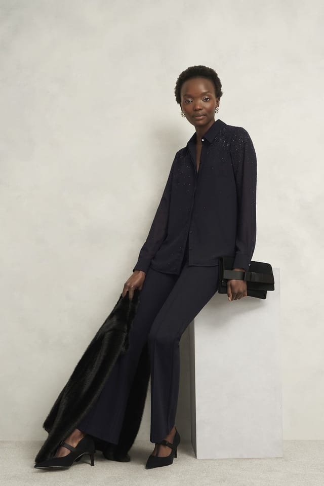 Hobbs London Hobbs London Women's Shona Embellished Shirt in True Black - 3