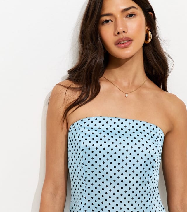 New Look Women's Blue Satin Polka Dot Lace Trim Mini Dress New Look - 2