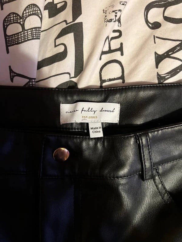 Never Fully Dressed Black Faux Leather Trousers