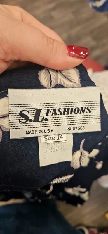 S.L. Fashions Vintage 80s navy button down midi dress size 14