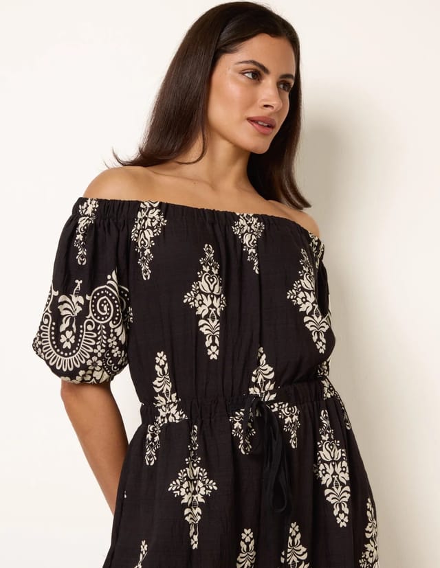 Blue Vanilla Printed Off Shoulder Jumpsuit - 2