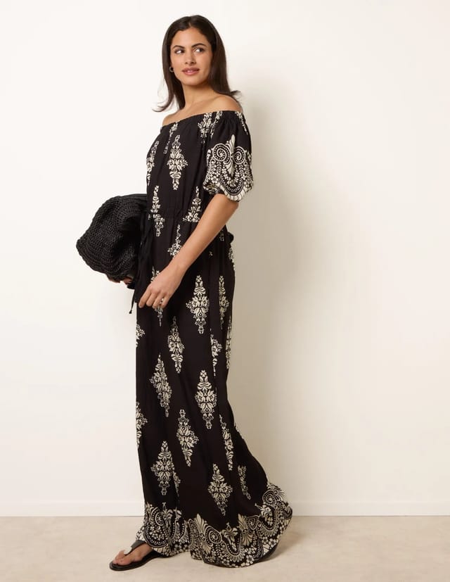 Blue Vanilla Printed Off Shoulder Jumpsuit - 3