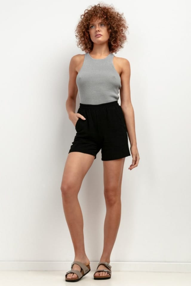 Love Lace Love Lace Women's Linen Blend Loose Fit Summer Shorts in Black - 2
