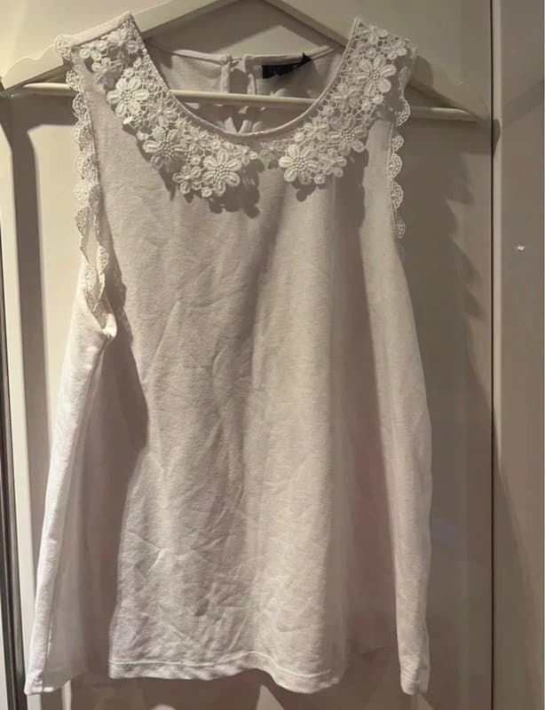 Topshop Topshop lace collar short sleeved top white