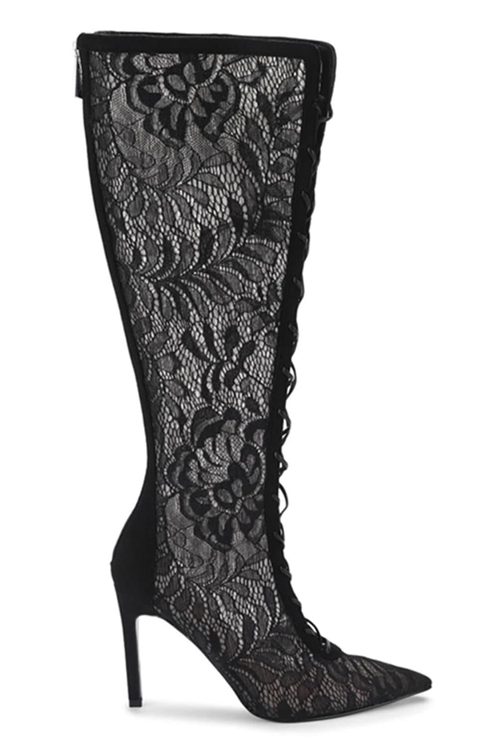 Steve Madden STEVE MADDEN Women's 'Maxine Black Lace' Fabric Boots