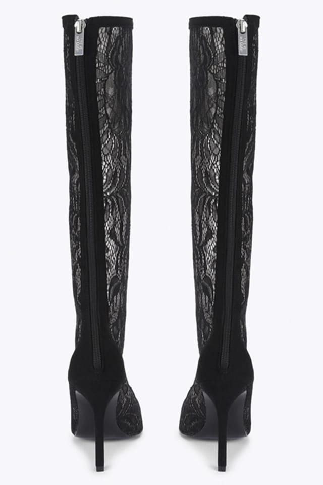 Steve Madden STEVE MADDEN Women's 'Maxine Black Lace' Fabric Boots - 3