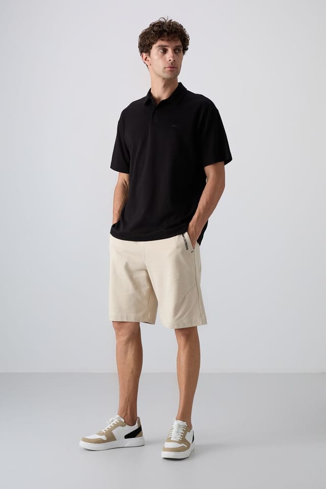 Tommy Life Tommy Life Men's Oversized Polo T-Shirt in Black - 2