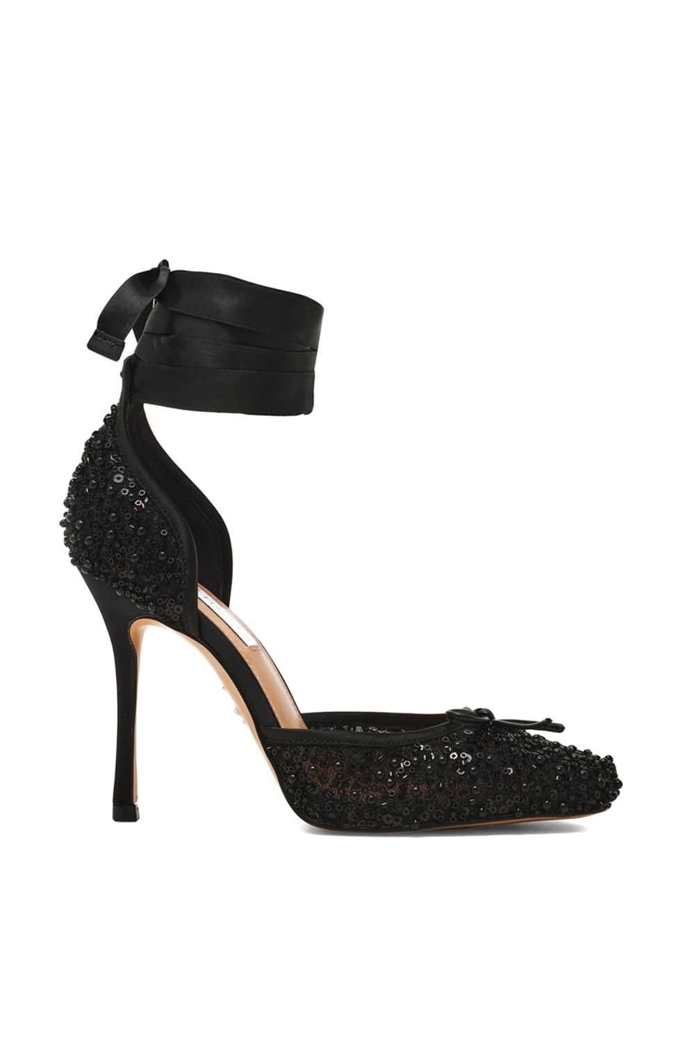 Steve Madden STEVE MADDEN Women's 'Larina Black Sequin' Fabric Heels
