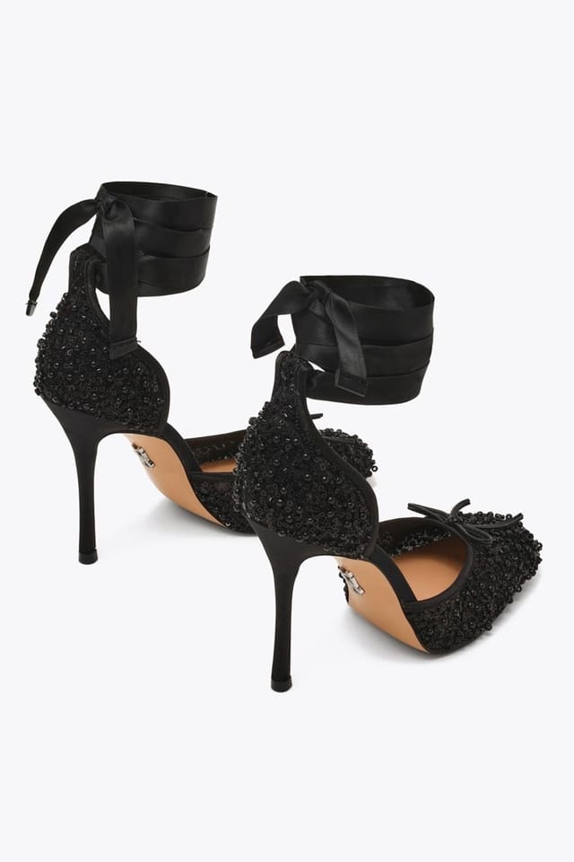 Steve Madden STEVE MADDEN Women's 'Larina Black Sequin' Fabric Heels - 3