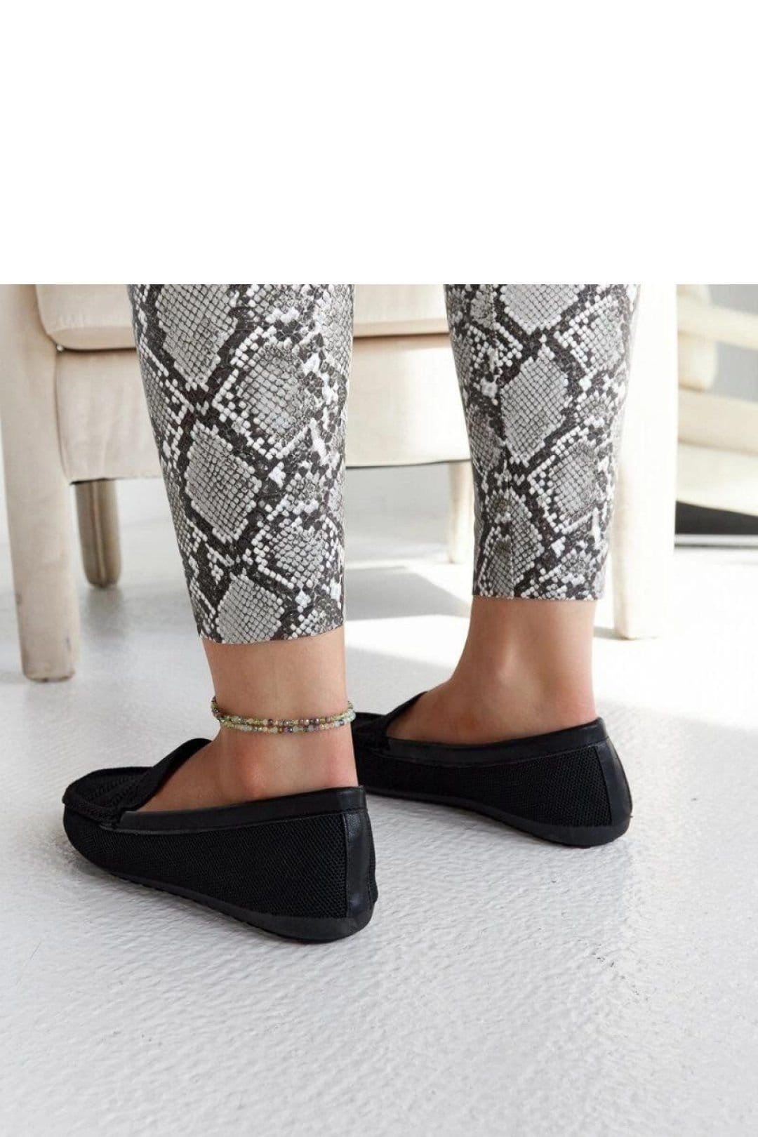 Love Lace Love Lace Women's Summer Fabric Slip On Moccasins with Flat Sole & Soft Toe in Black - 4