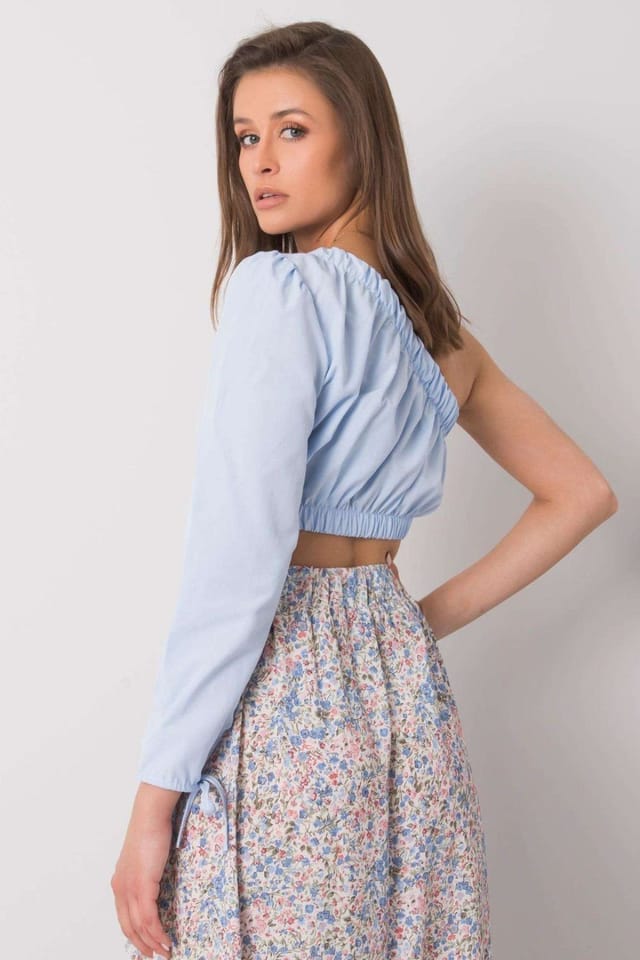 Love Lace Love Lace Women's Asymmetrical Long Sleeve Casual Blouse in Blue - 3
