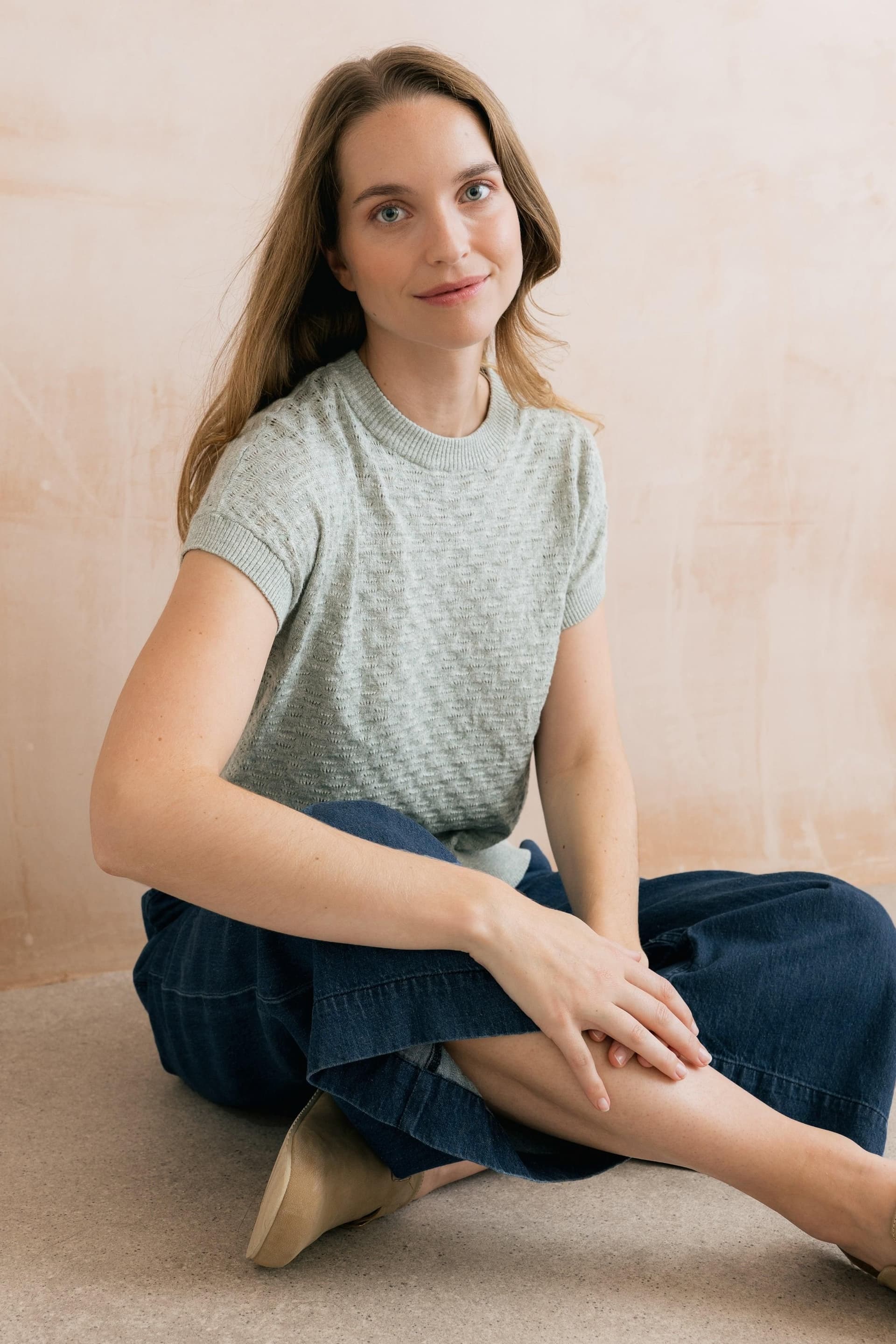 Lily & Me Lily & Me Women's Lola Pointelle Knit Top in Olive