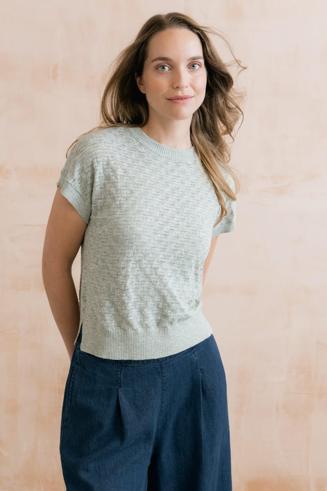 Lily & Me Lily & Me Women's Lola Pointelle Knit Top in Olive - 2