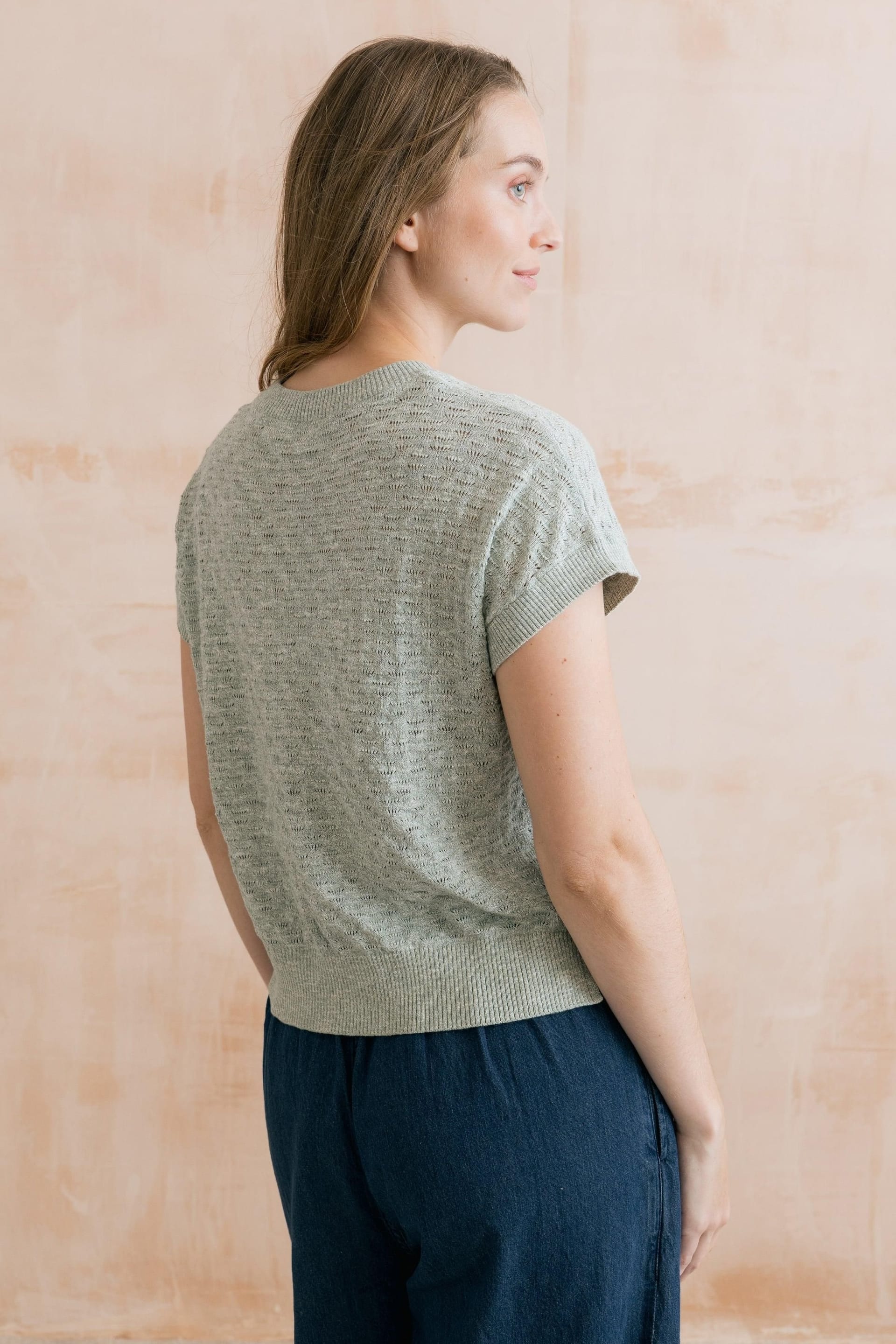 Lily & Me Lily & Me Women's Lola Pointelle Knit Top in Olive - 4