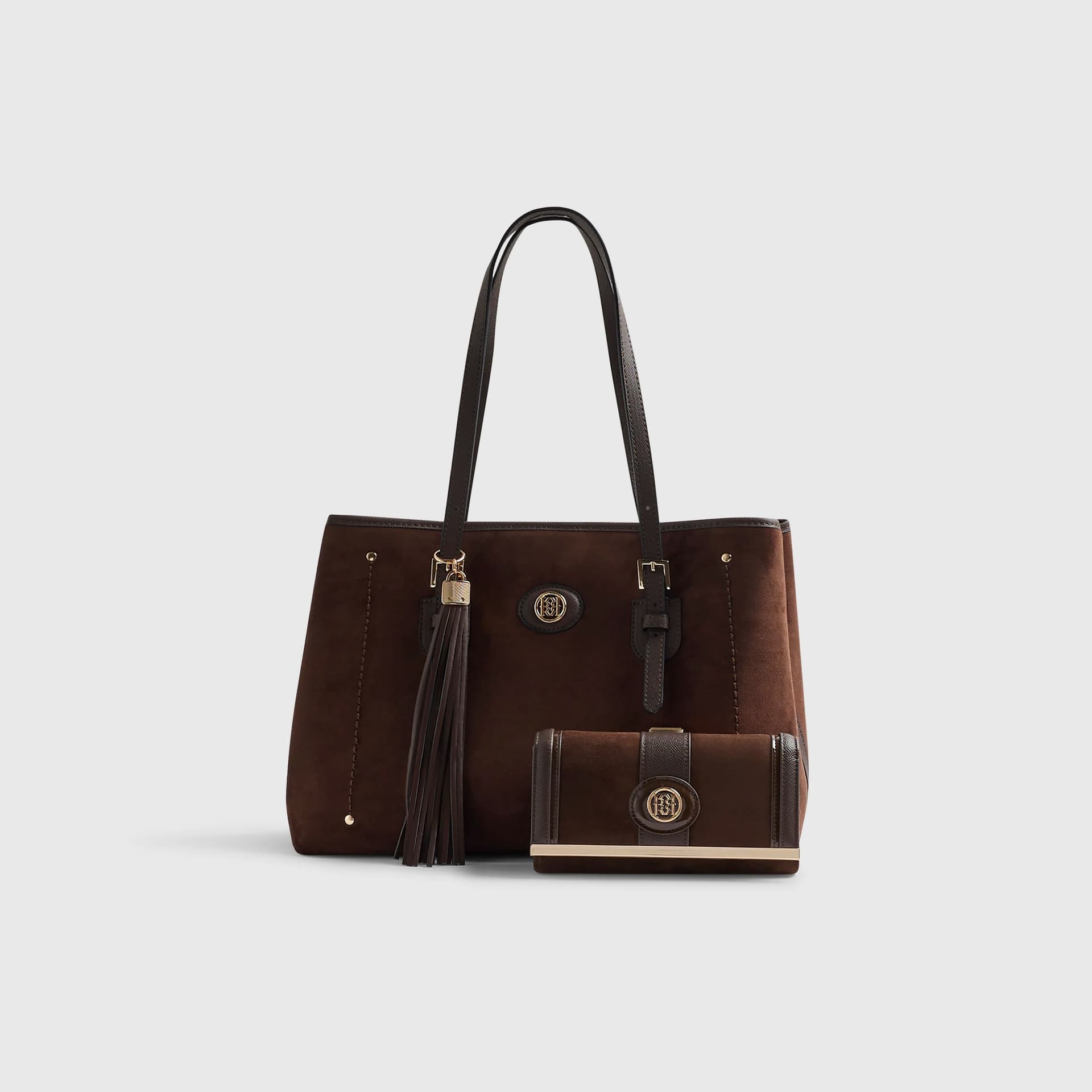 River Island River Island Womens Brown Faux Suede Buckle Shopper Bundle Bag