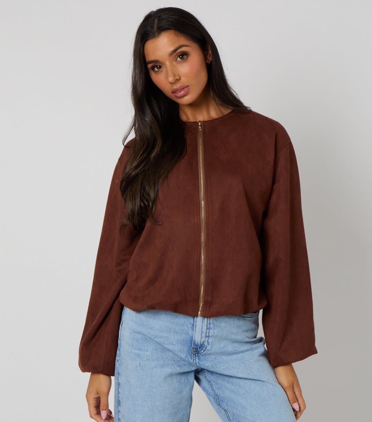 Urban Bliss Women's Rust Faux Suede Bubble Hem Jacket Urban Bliss New Look