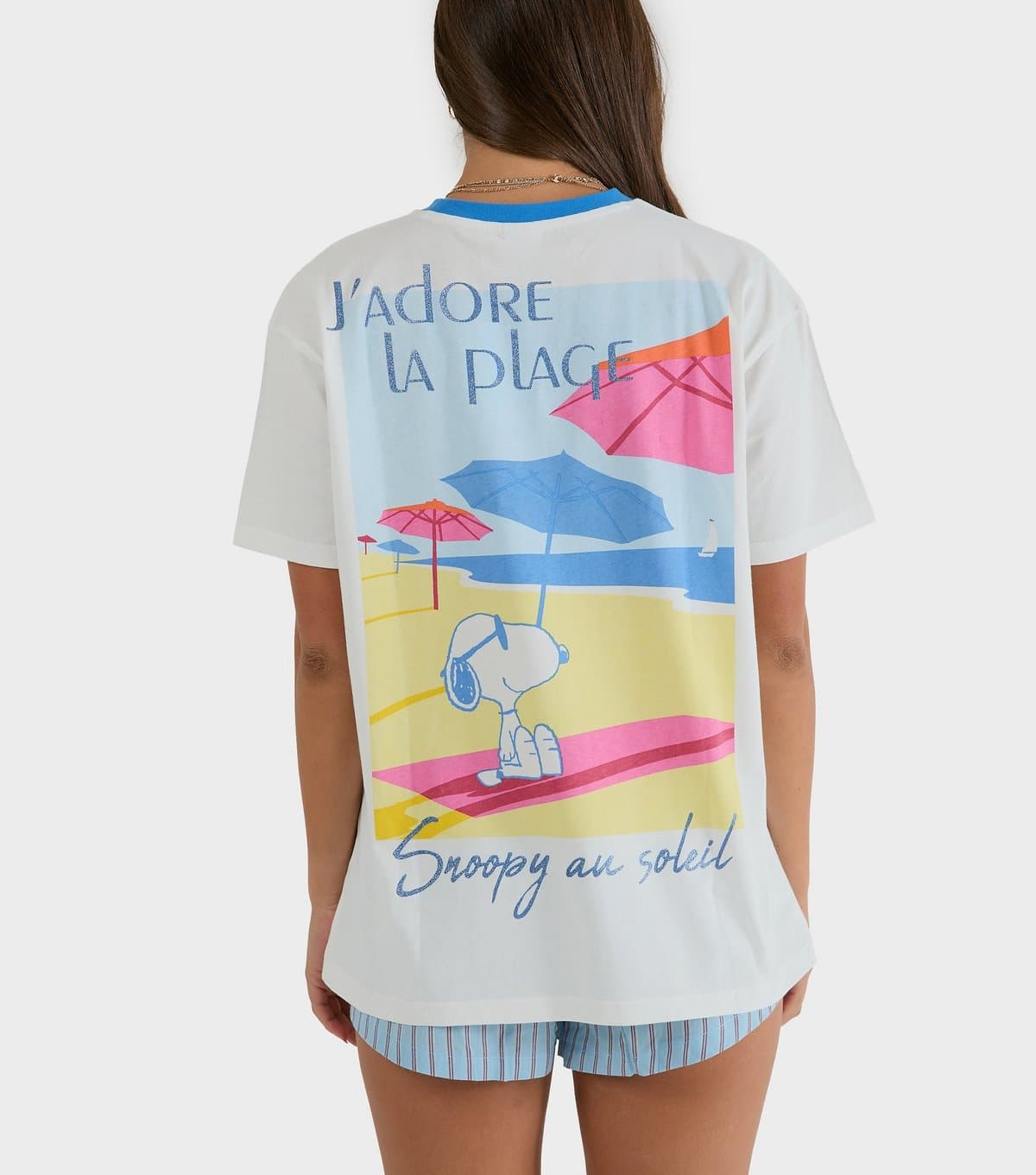 Skinnydip Women's White Cotton Peanuts Snoopy Oversized T-Shirt Skinnydip New Look