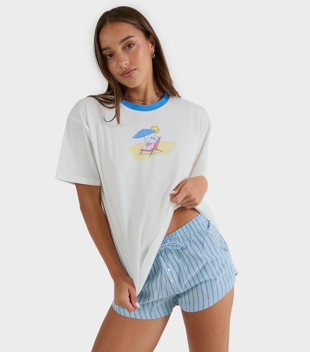 Skinnydip Women's White Cotton Peanuts Snoopy Oversized T-Shirt Skinnydip New Look - 2