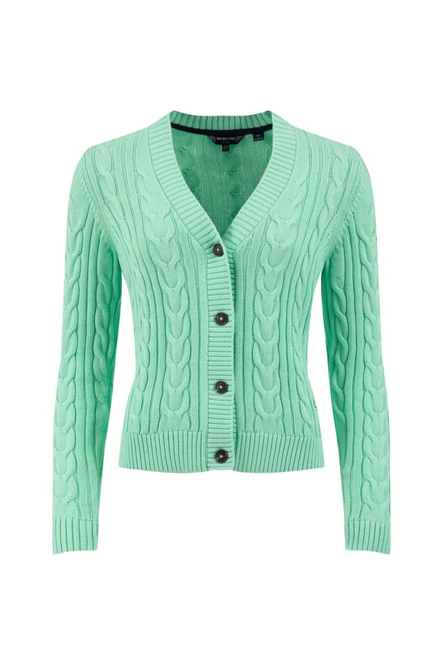 Weird Fish Weird Fish Women's Constance Cable Knit Cardigan in Light Green - 2