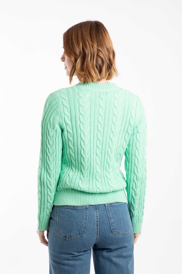 Weird Fish Weird Fish Women's Constance Cable Knit Cardigan in Light Green - 3